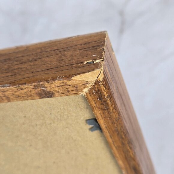 Vintage Disney Mickey & Minnie Mouse Hand Stitch Needlework Brown Wooden Framed - Picture 9 of 10